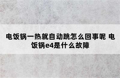 电饭锅一热就自动跳怎么回事呢 电饭锅e4是什么故障